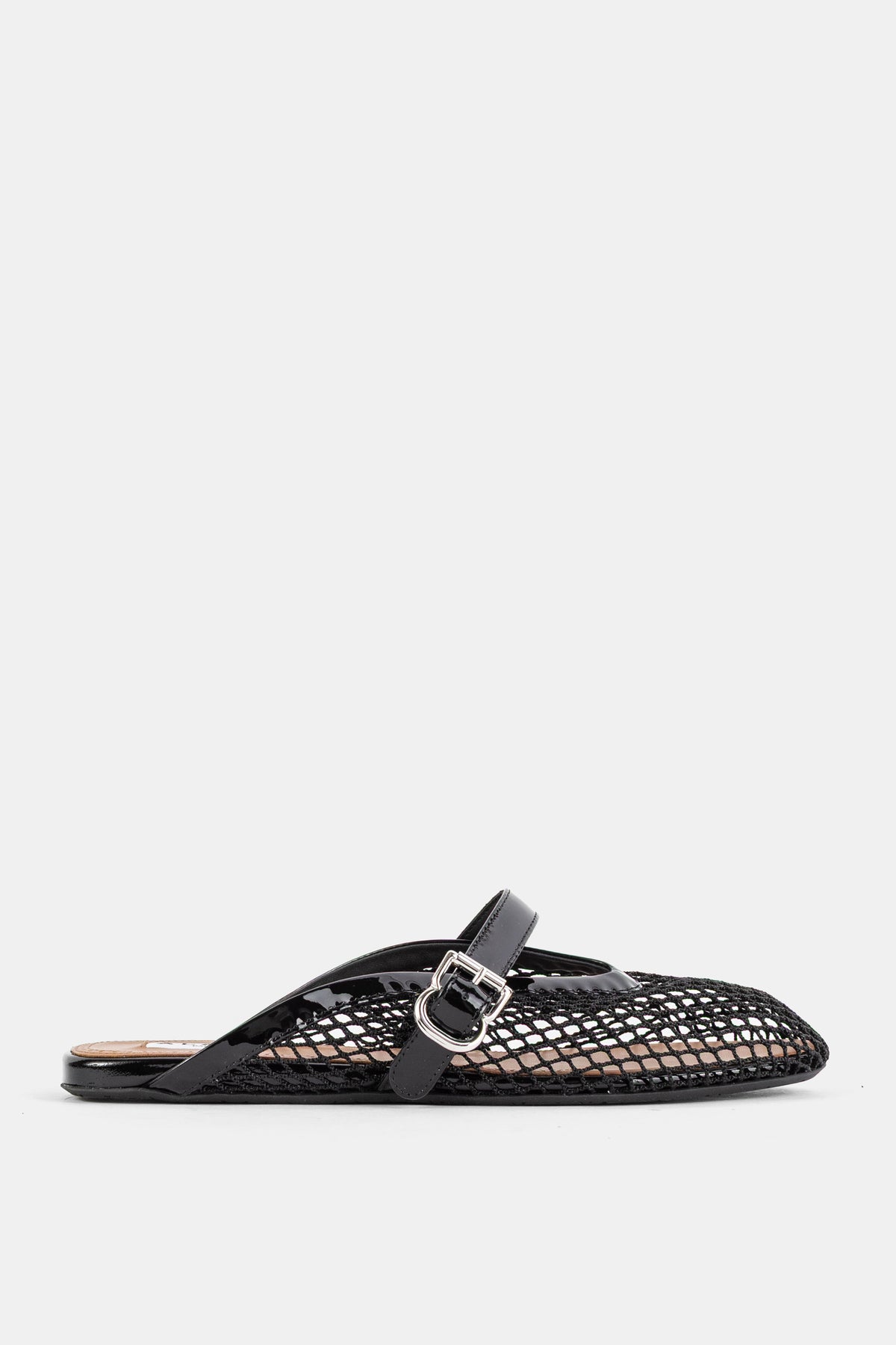 Mules plates en résille noire