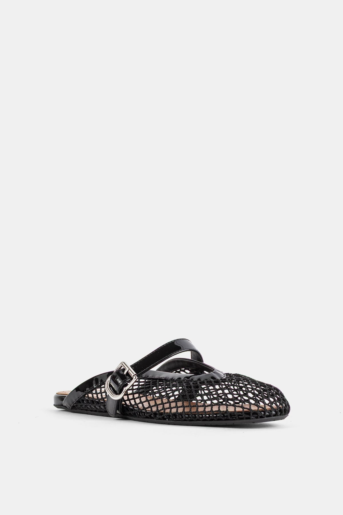 Mules plates en résille noire