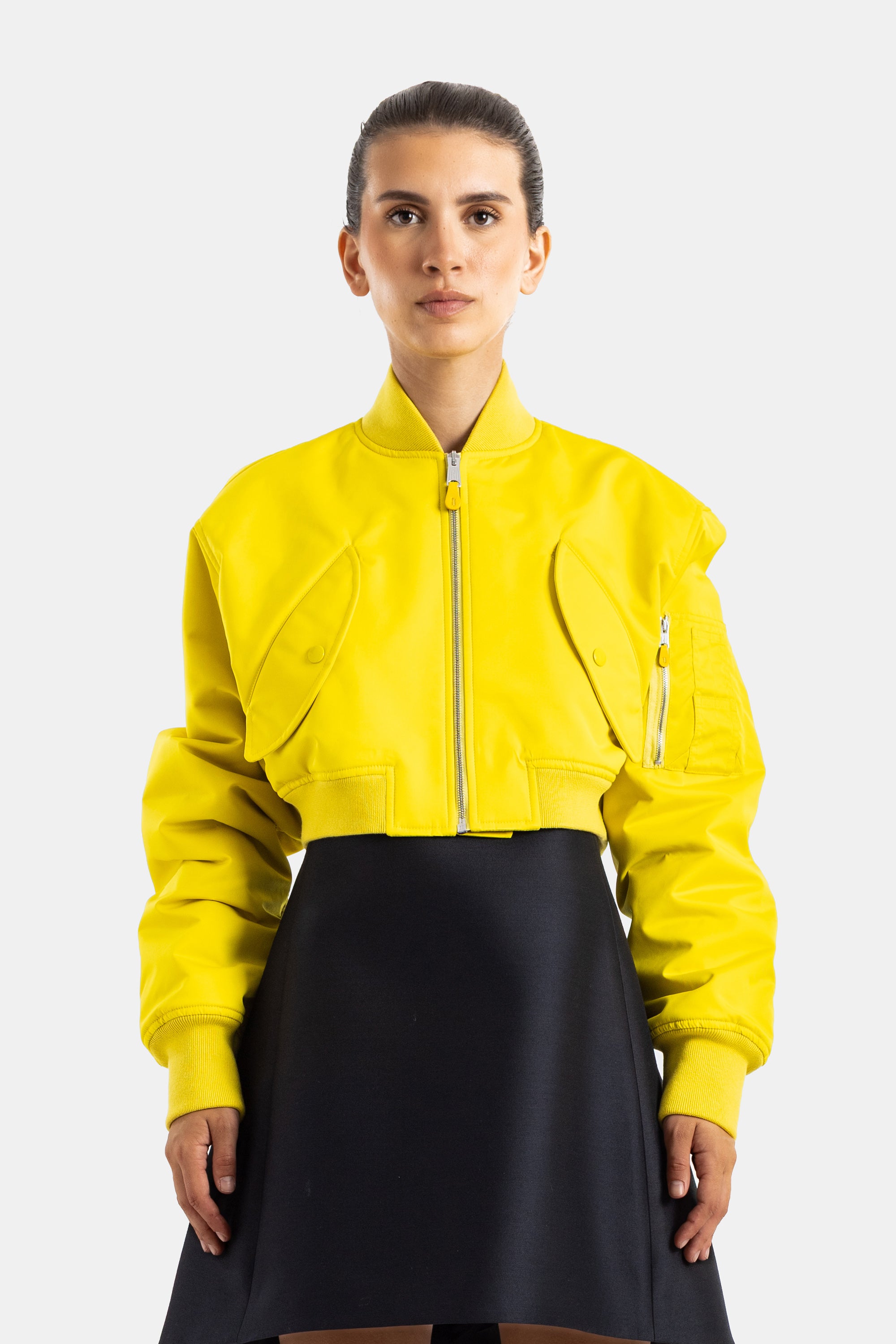 Balenciaga Yellow Cropped Bomber Jacket | Actuel B