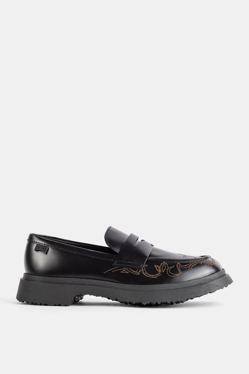 Mocassins Walden en cuir noir imprimé graphique