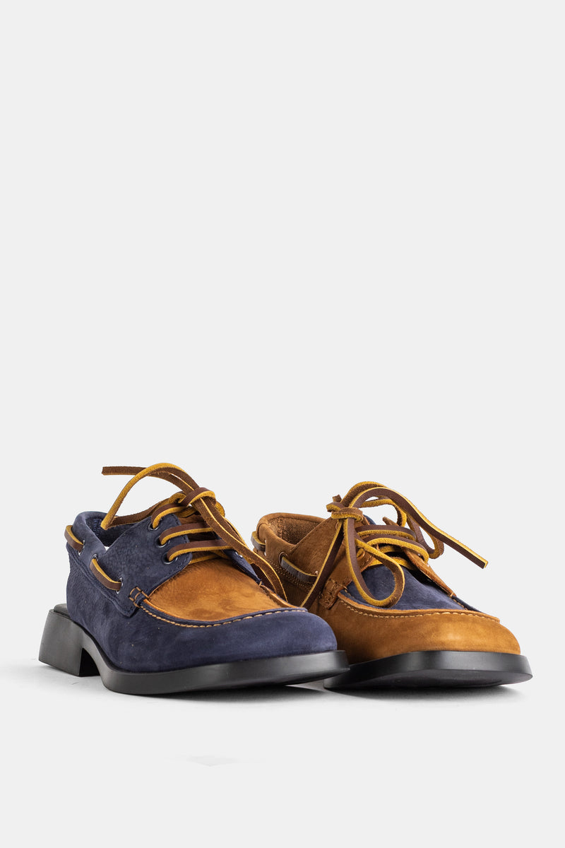 Mocassins Dana en nubuck bleu marine à talon