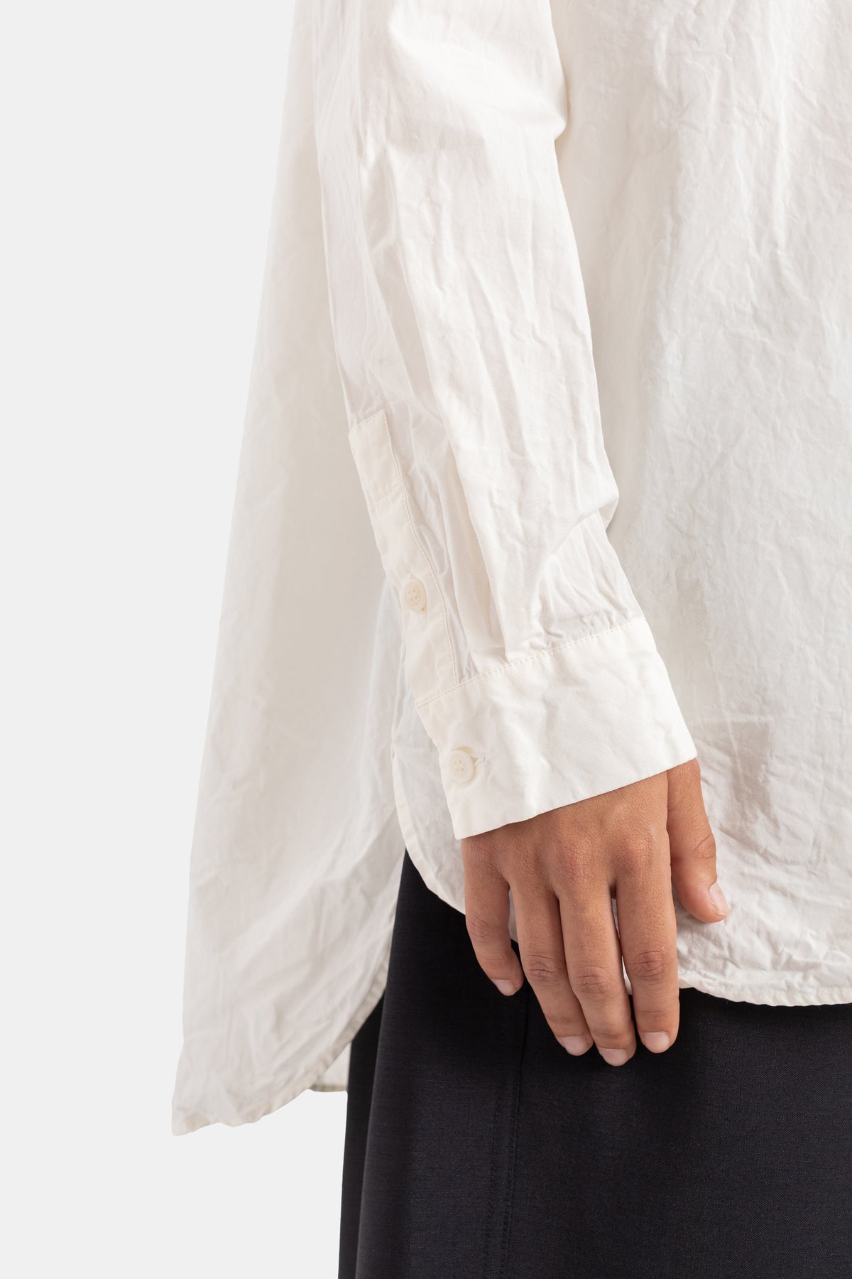 Casey Casey chemise Clothilde poignet manchette boutonnée coton froissé blanc détail couture ajustement femme