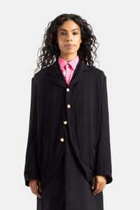 Chaqueta oversize fluida negra con botones dorados nacarados - S