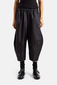 Pantaloni sarouel corti neri con vita elasticizzata - XS