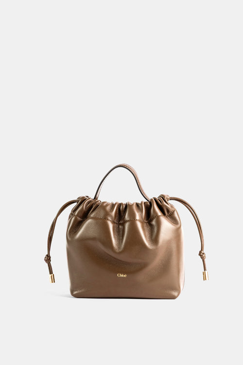 Sac Icons en cuir froncé marron fumé