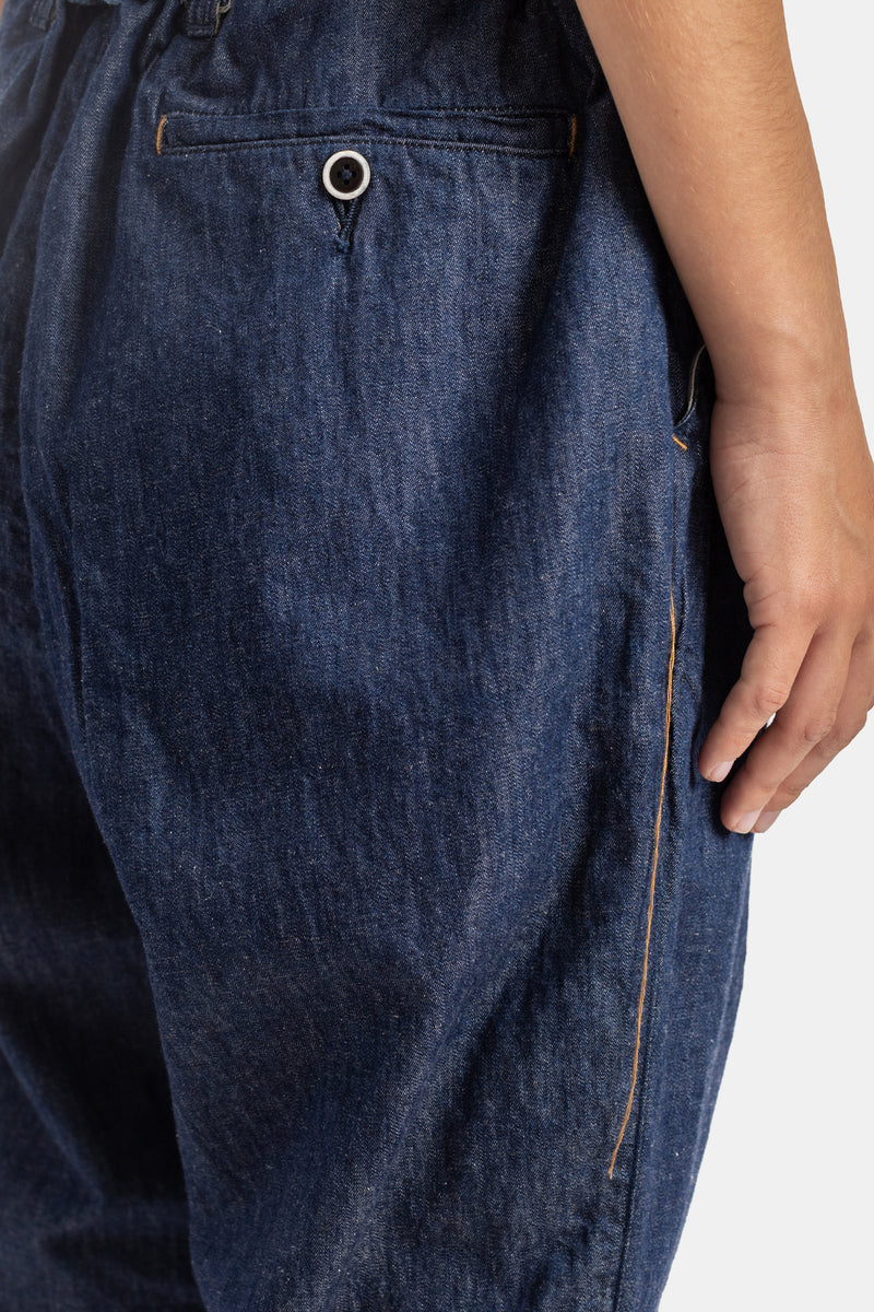 Cottle jean Gurkha poche passepoilée bouton métal détail surpiqûre dorée denim indigo 8oz femme