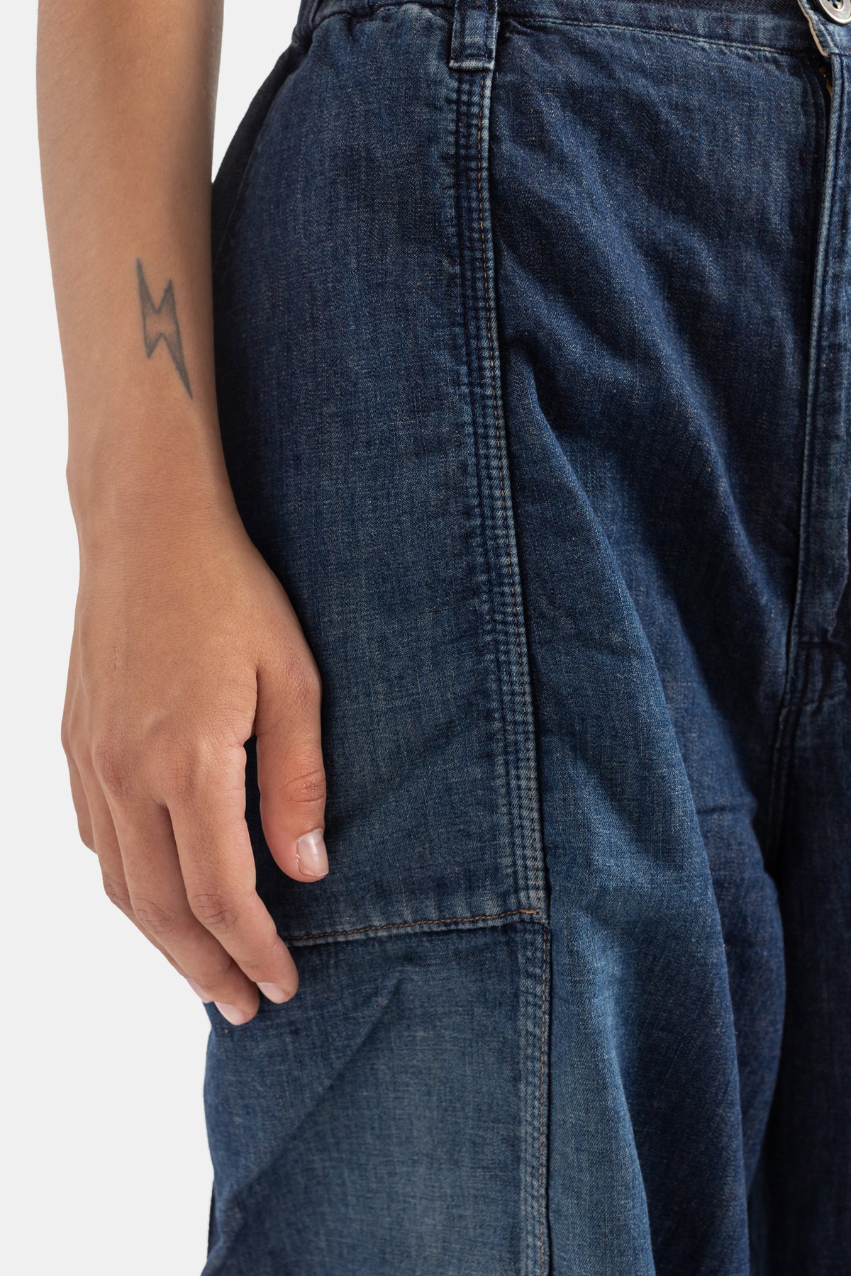 Cottle jean femme détail couture latérale denim 8oz indigo délavé et tatouage éclair sur poignet