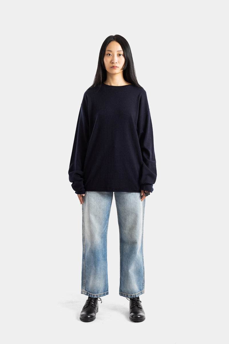 N°347 Aries - Pull oversize en cachemire bleu marine