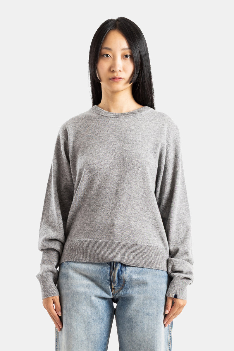 N°475 March - Pull ajusté en cachemire gris chiné