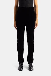Ryden high-rise slim-fit black velvet trousers - US 2