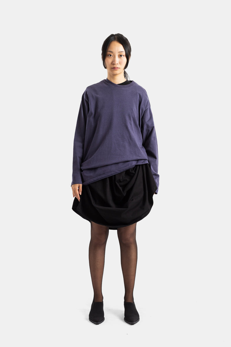 Robe manches longues asymétrique bleu gris