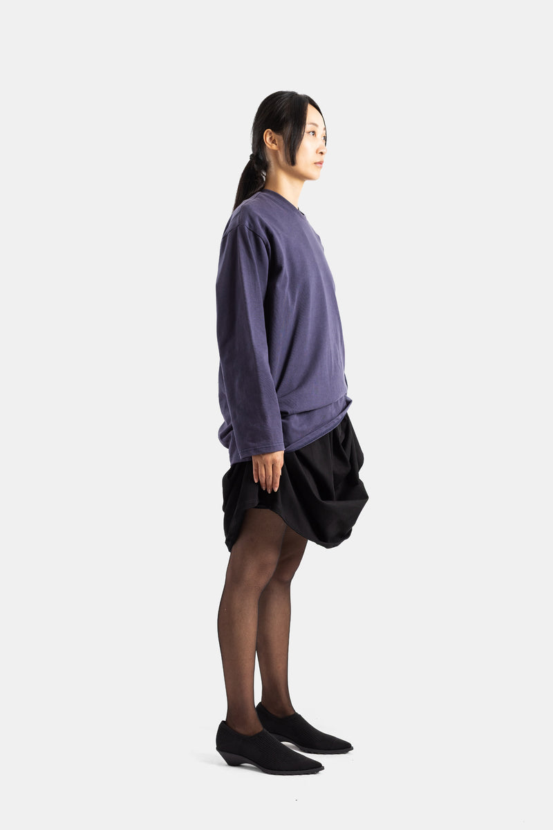 Robe manches longues asymétrique bleu gris