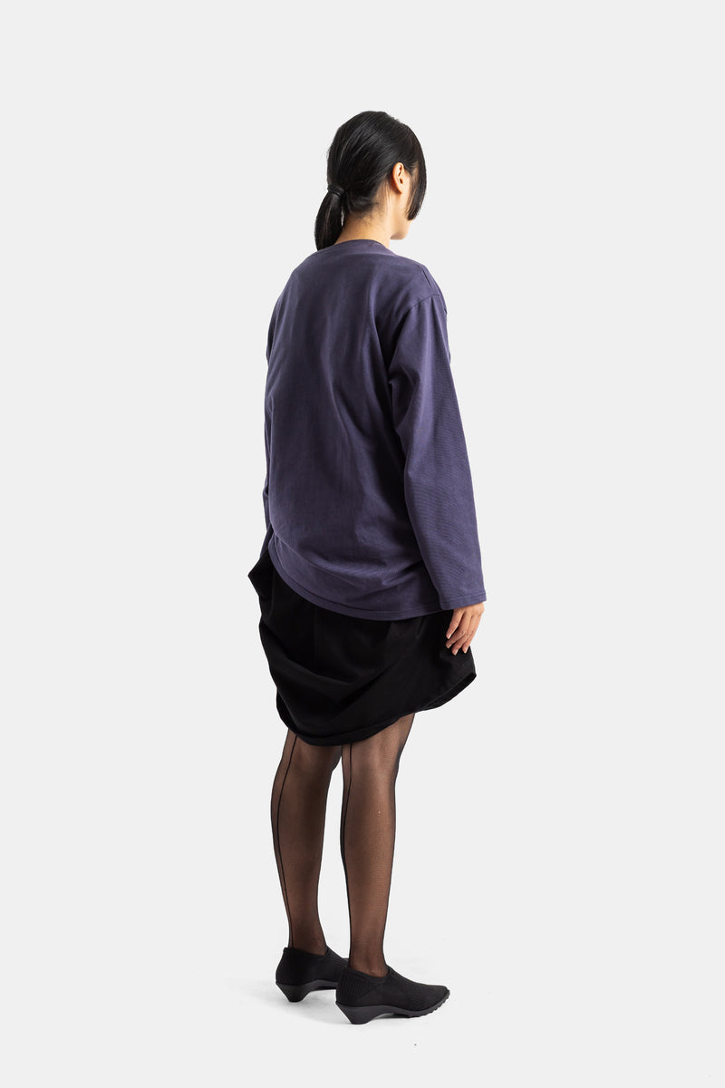 Robe manches longues asymétrique bleu gris