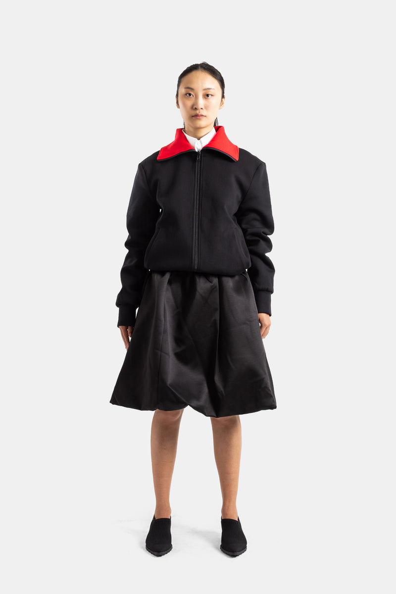Blouson réversible zippé à col montant noir et rouge