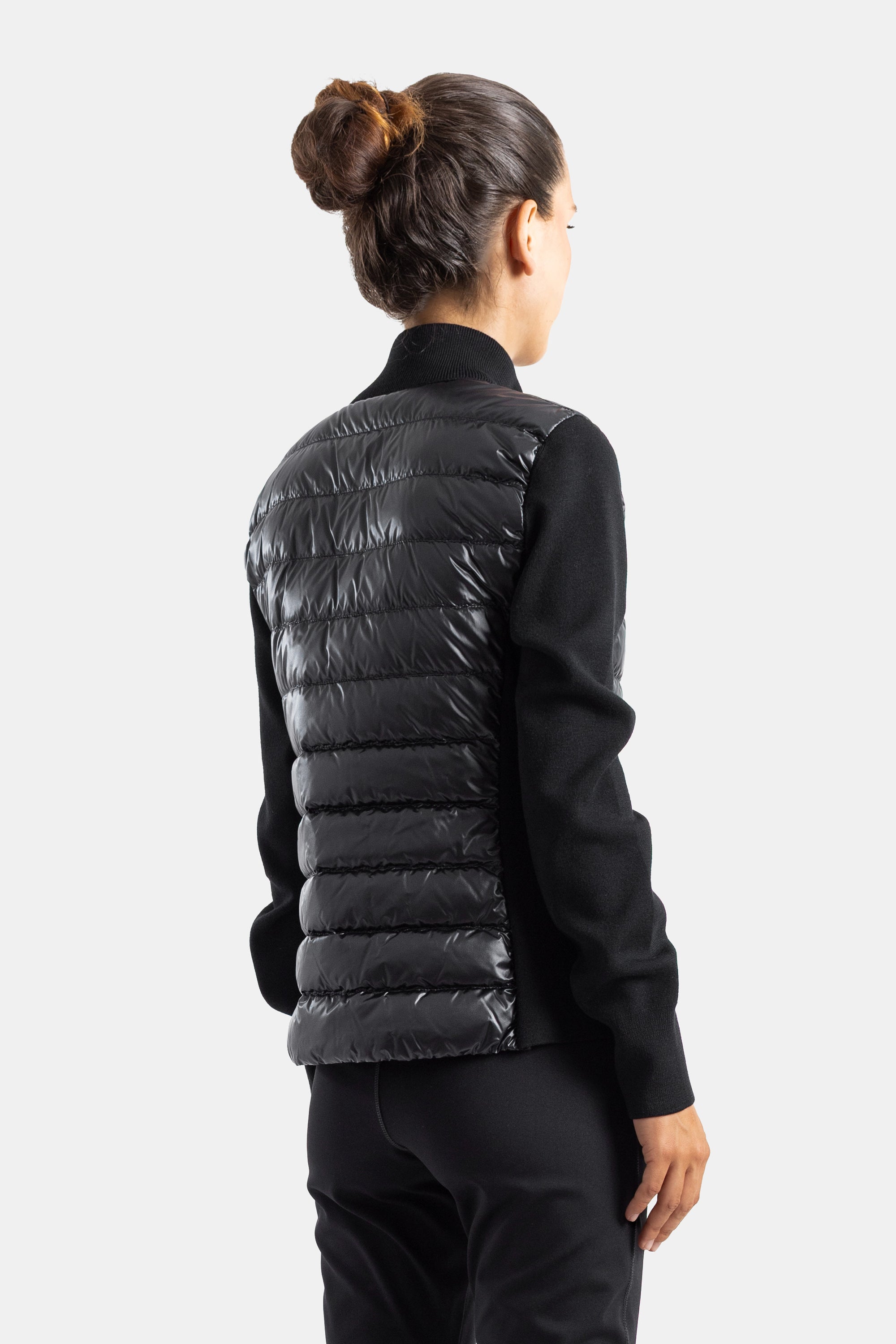 Moncler ブラック キルティング＆ニット ハイブリッド カーディガン