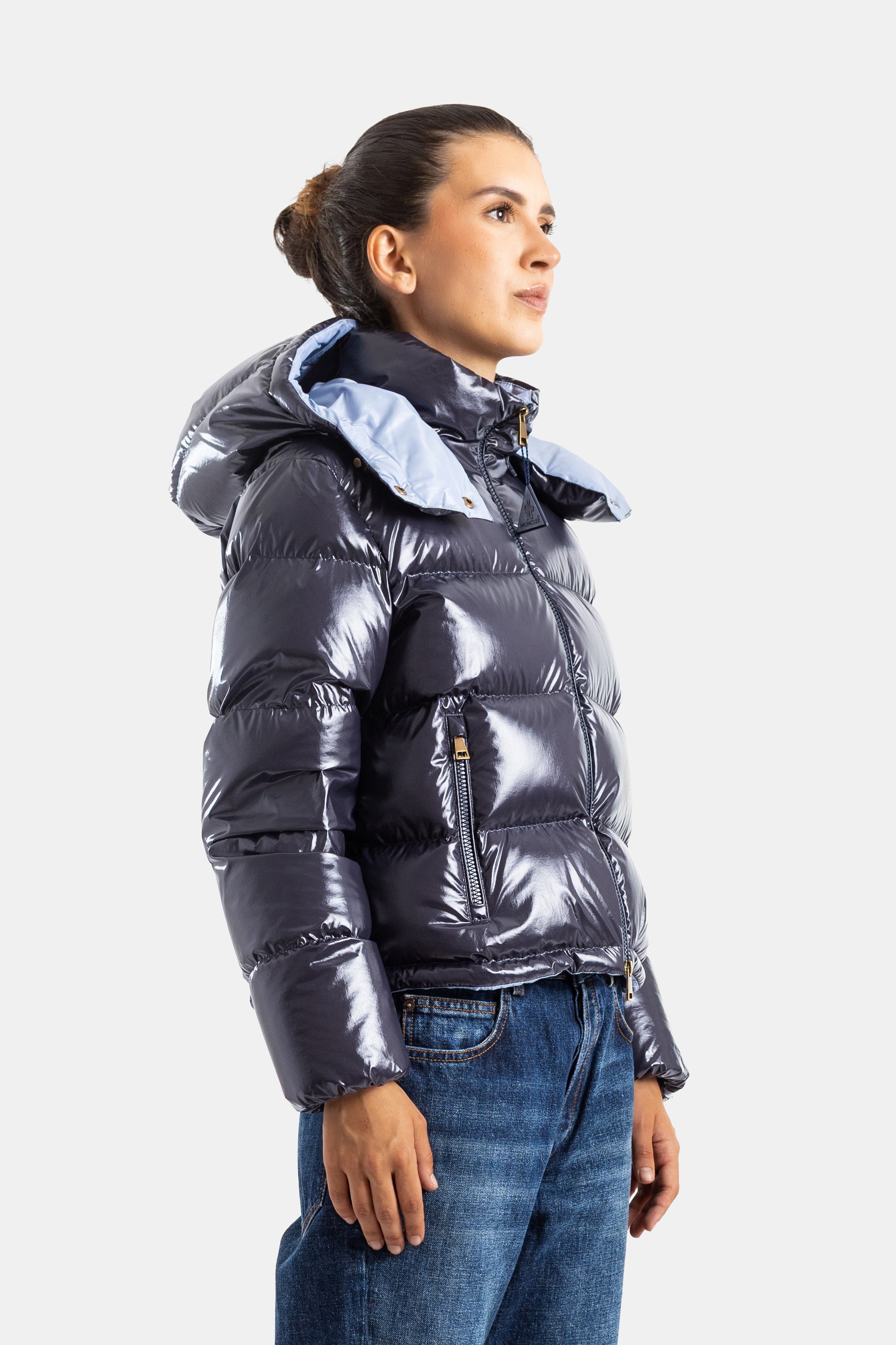 Moncler Niveole ショート フード付き ダウンジャケット ネイビー