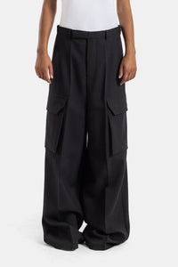 Schwarze Cargohose mit hoher Taille und weitem Bein - IT 40