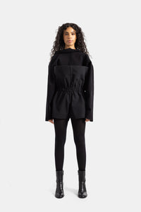 Oversized black playsuit with gathered waist - IT 42
