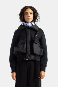 Schwarzer Sponge Sweat Bi-Material-Blouson mit Cargotaschen - 2