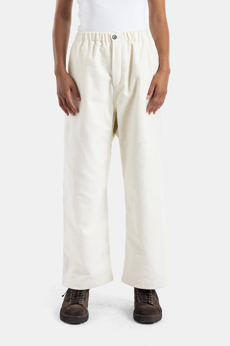 Sofie d'Hoore off-white boucle wool loose low-crotch trousers with a relaxed unstructured wide-leg cut