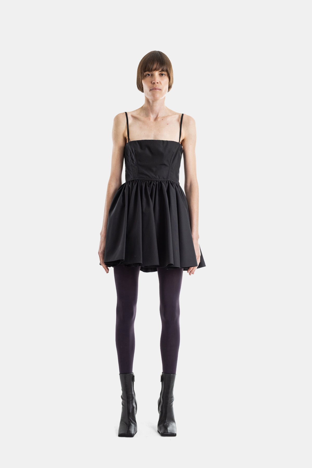Black Cotton Bustier A-Line Dress