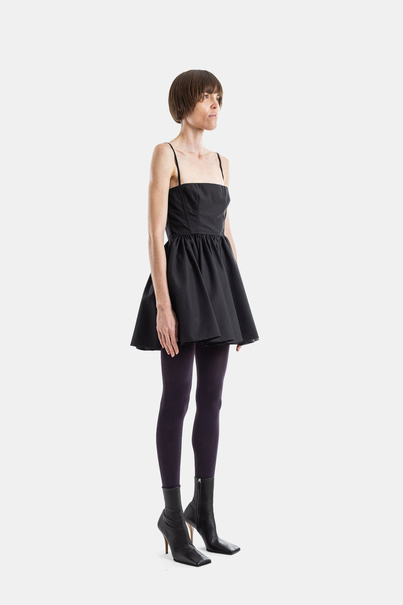 Black Cotton Bustier A-Line Dress