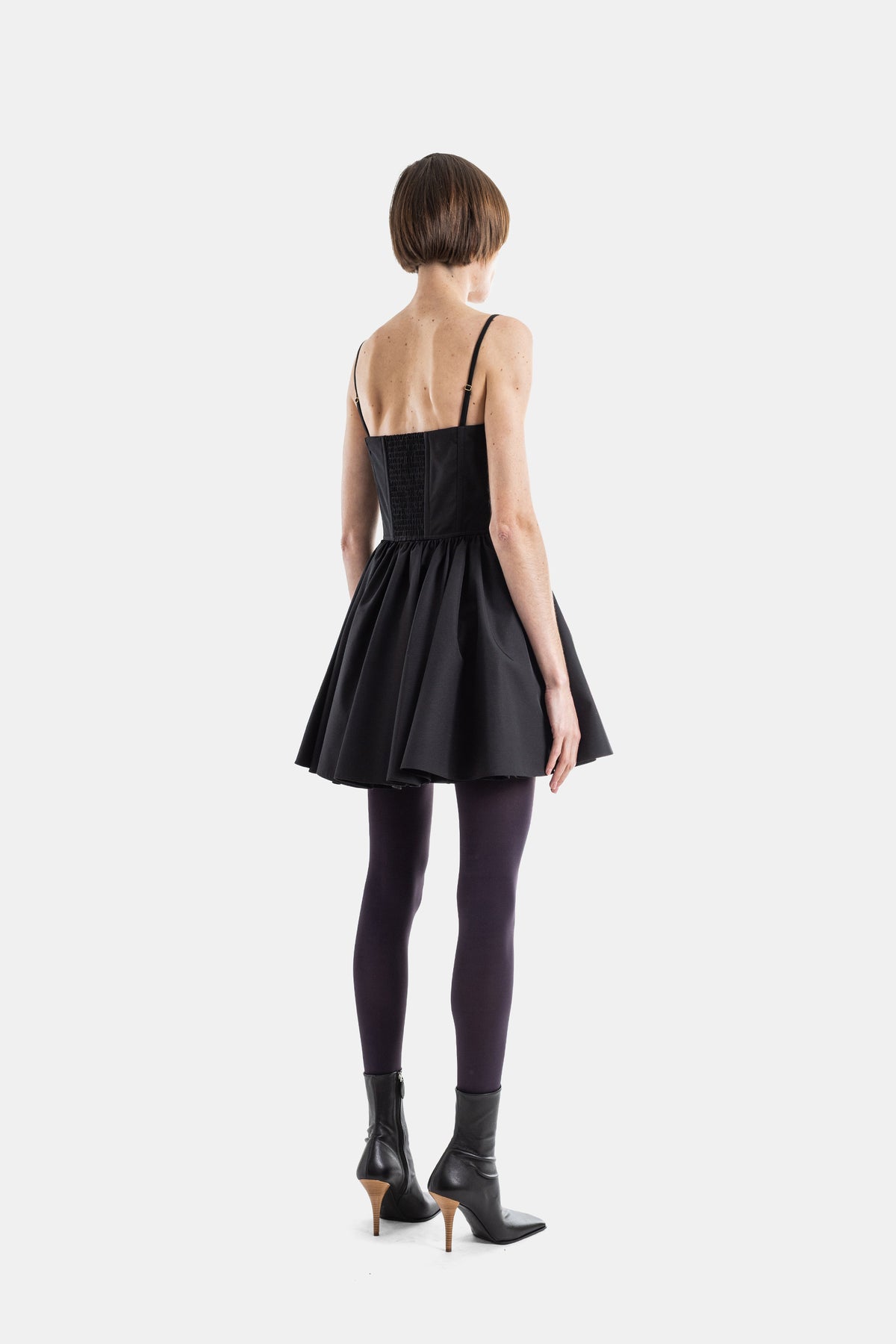 Black Cotton Bustier A-Line Dress