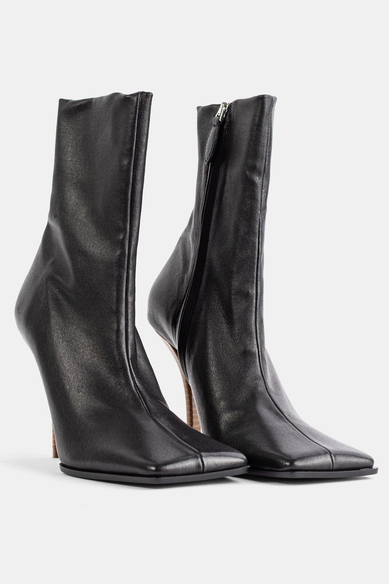 Bottine Ankle Boots 90 en cuir de veau noir à talon Alaïa