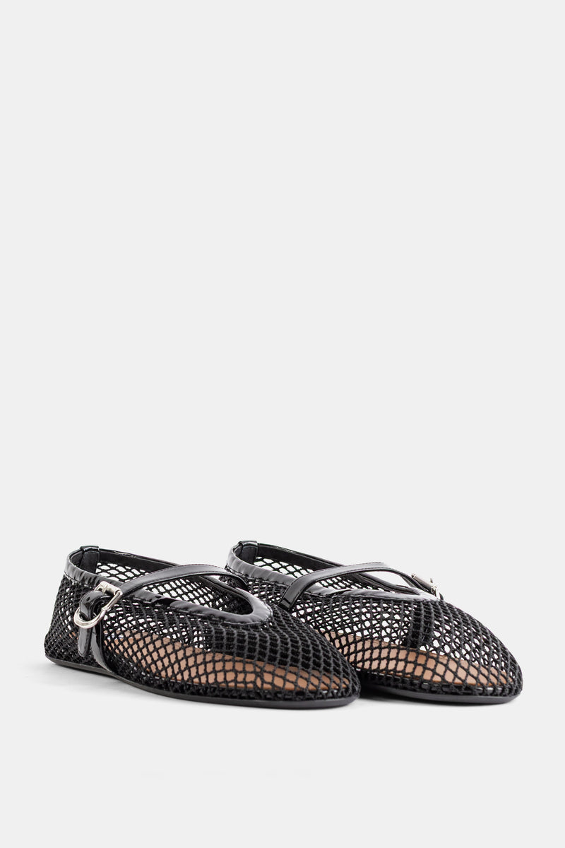 Ballerines Ballet Flats cuir bride noir