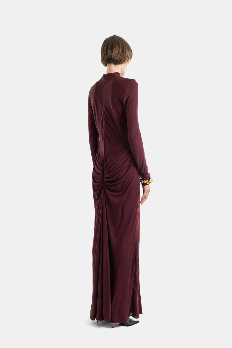 alaia ruched dress Alaa Ruched Cutout Jersey Gown