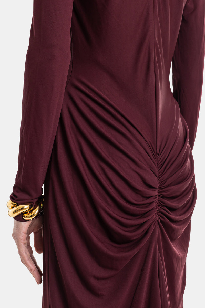 Robe longue Draped Dress drapé jersey cognac