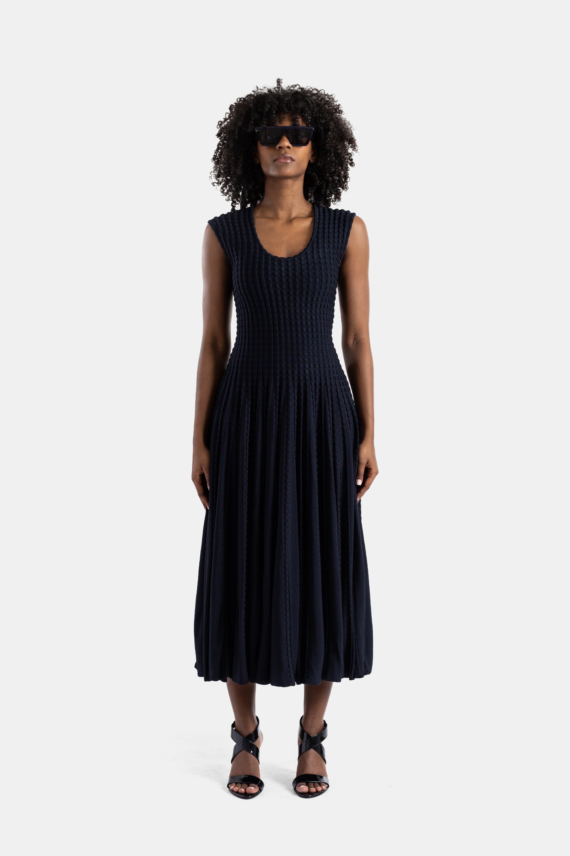 Alaïa Black Pleated Flared Dress | Actuel B