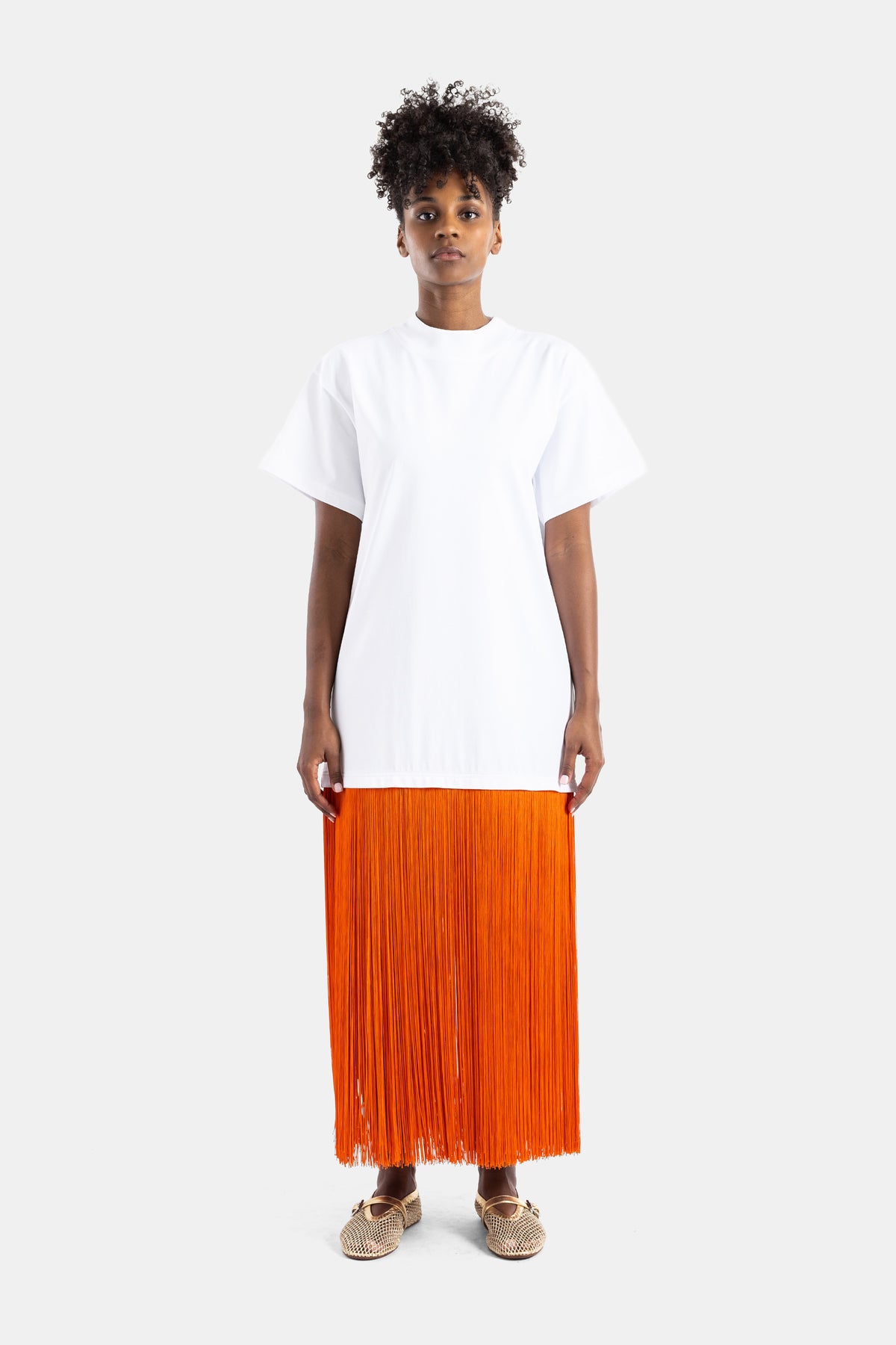 T-shirt à franges en coton blanc