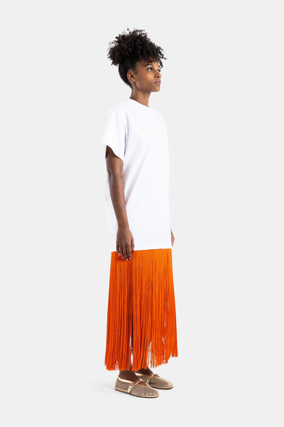 T-shirt à franges en coton blanc