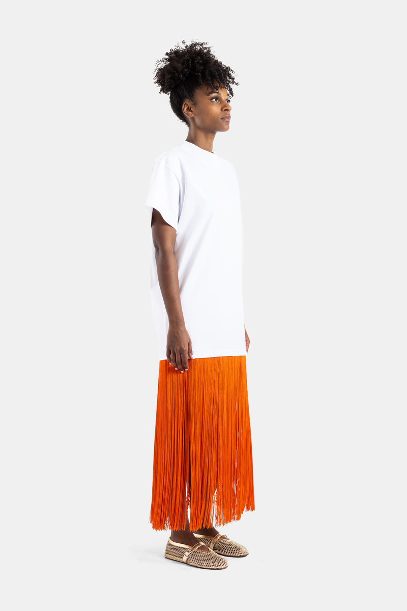 T-shirt à franges en coton blanc