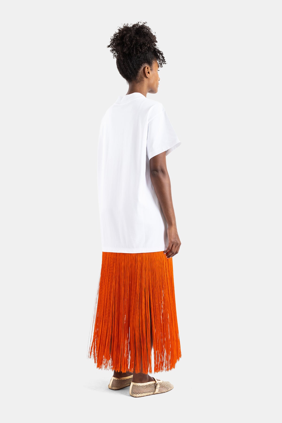 T-shirt à franges en coton blanc