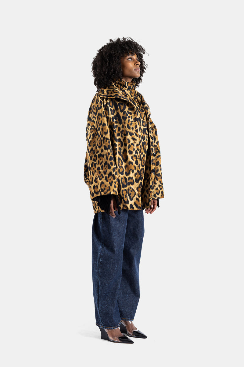 Manteau trench en twill superposé lépoard