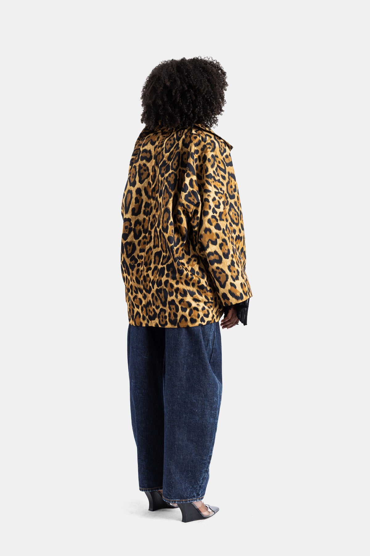 Manteau trench en twill superposé lépoard