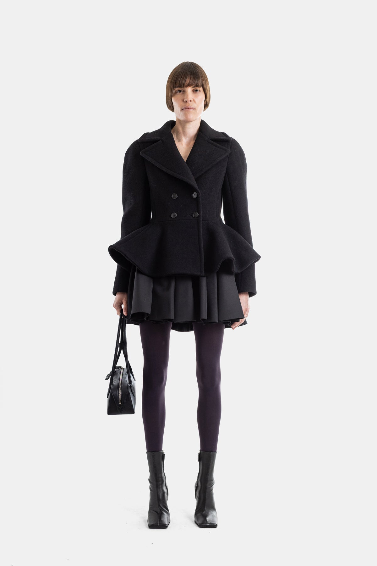 Veste Peplum en tweed minuit