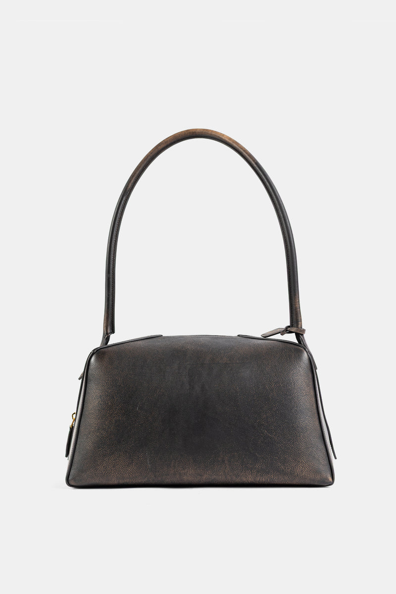 Sac Le Bouledogue en cuir patiné marron