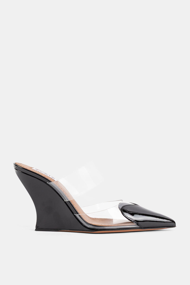 Mules Wedge Mules 90 talon compensé cuir noir