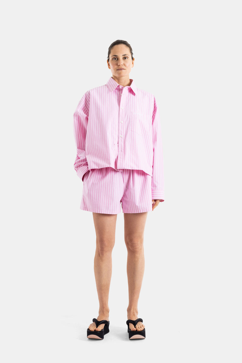 Pink striped boxy shorts