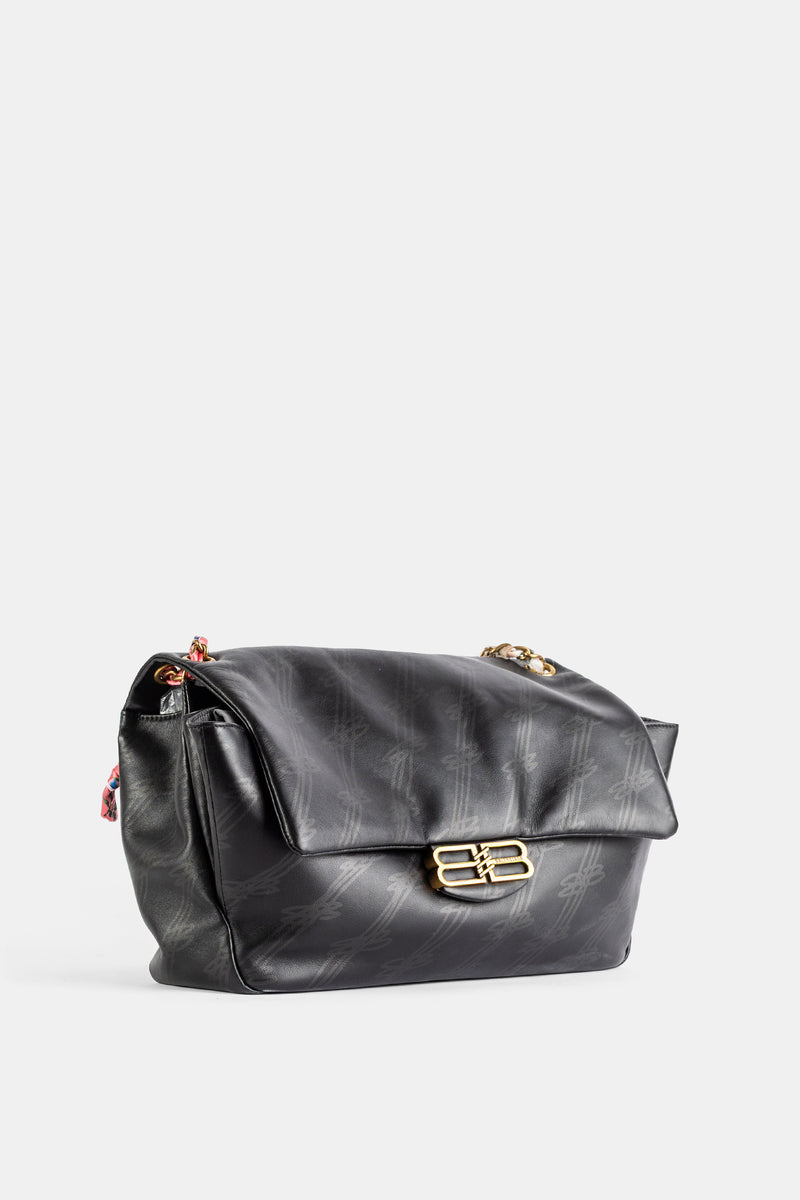 Darling Medium flap bag in black calfskin leather