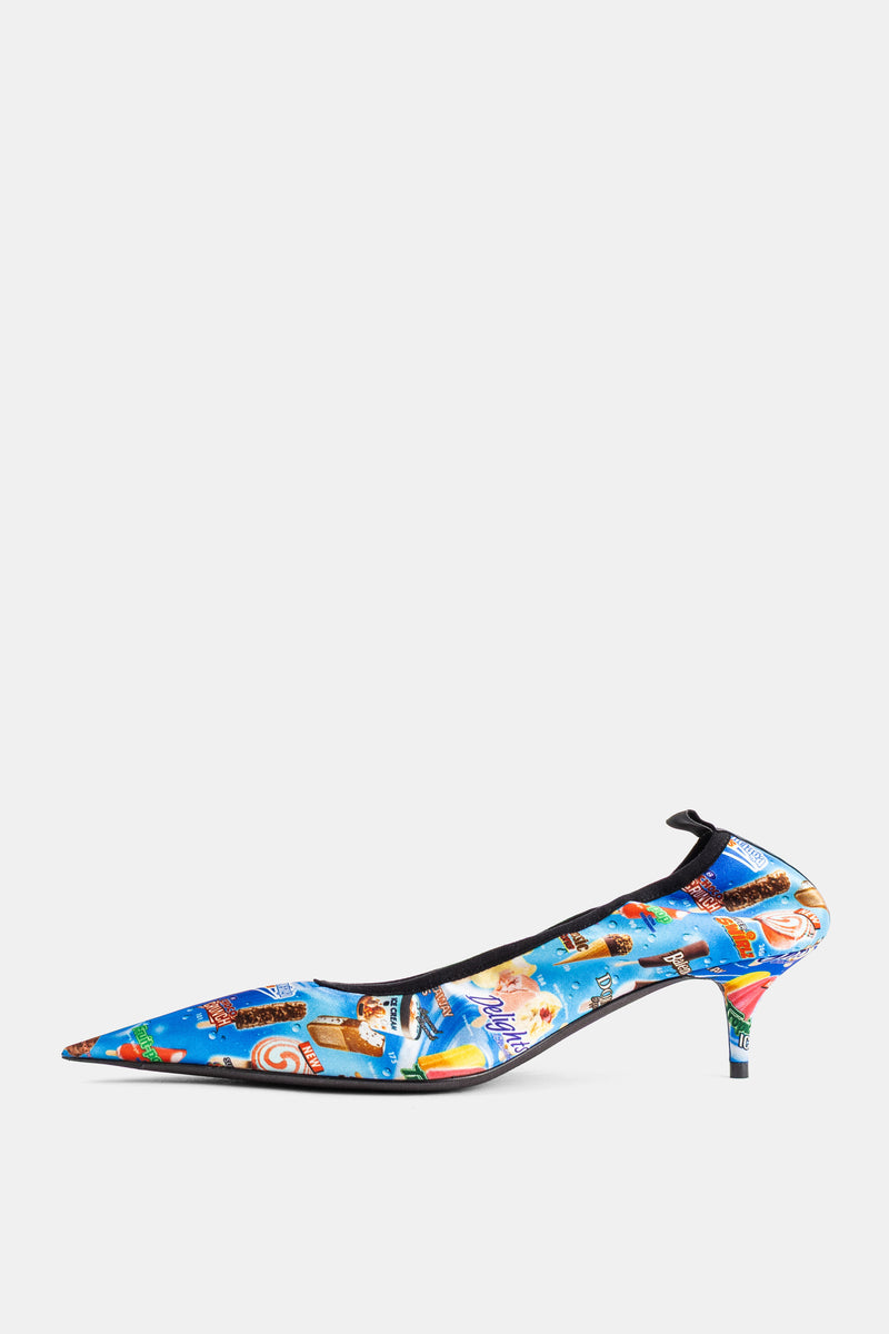 Escarpins Avenue Scrunchie Pump talon 50 satin imprimé bleu noir