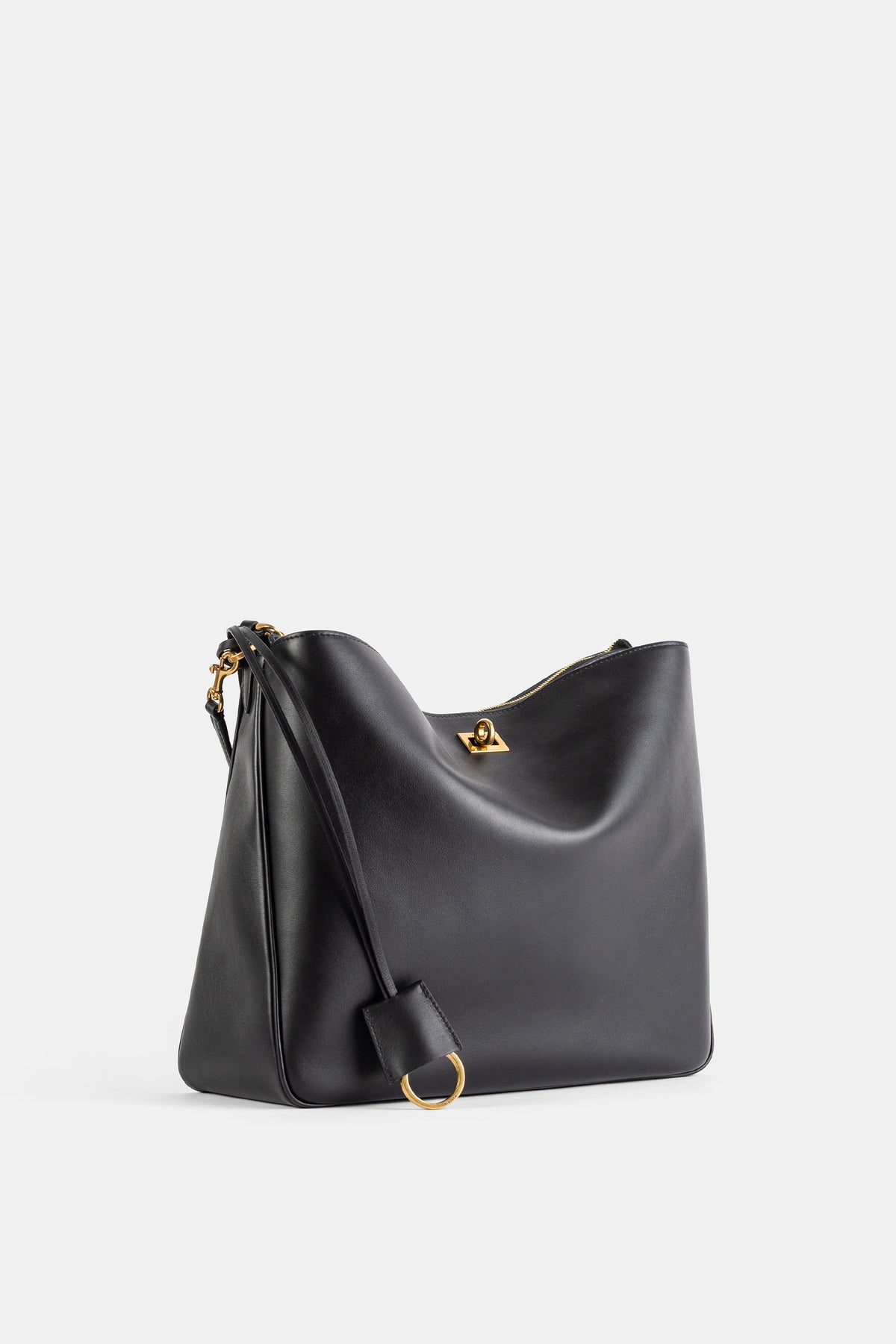 Sac porté épaule Rodeo Hobo M cuir lisse naturel noir