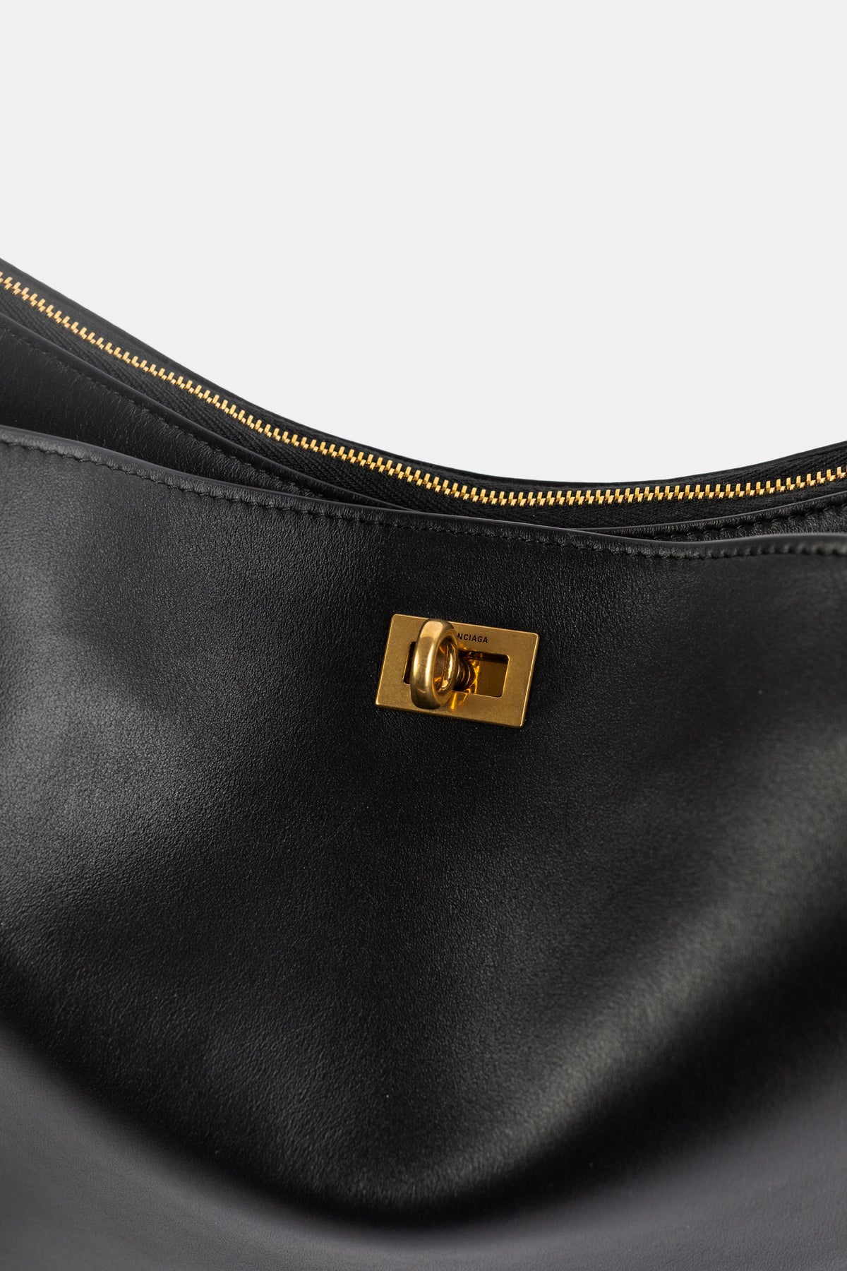 Sac porté épaule Rodeo Hobo M cuir lisse naturel noir