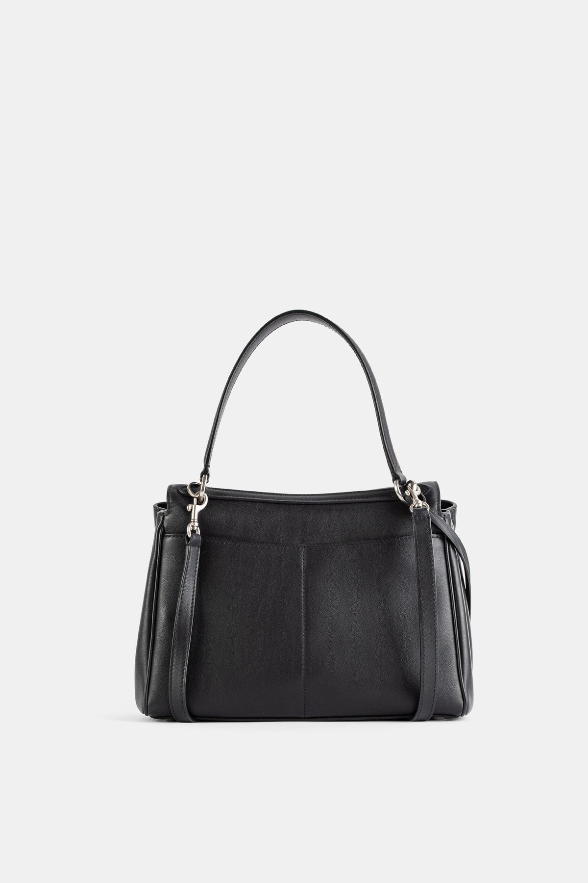 Rodeo Small top handle bag in black smooth calfskin leather
