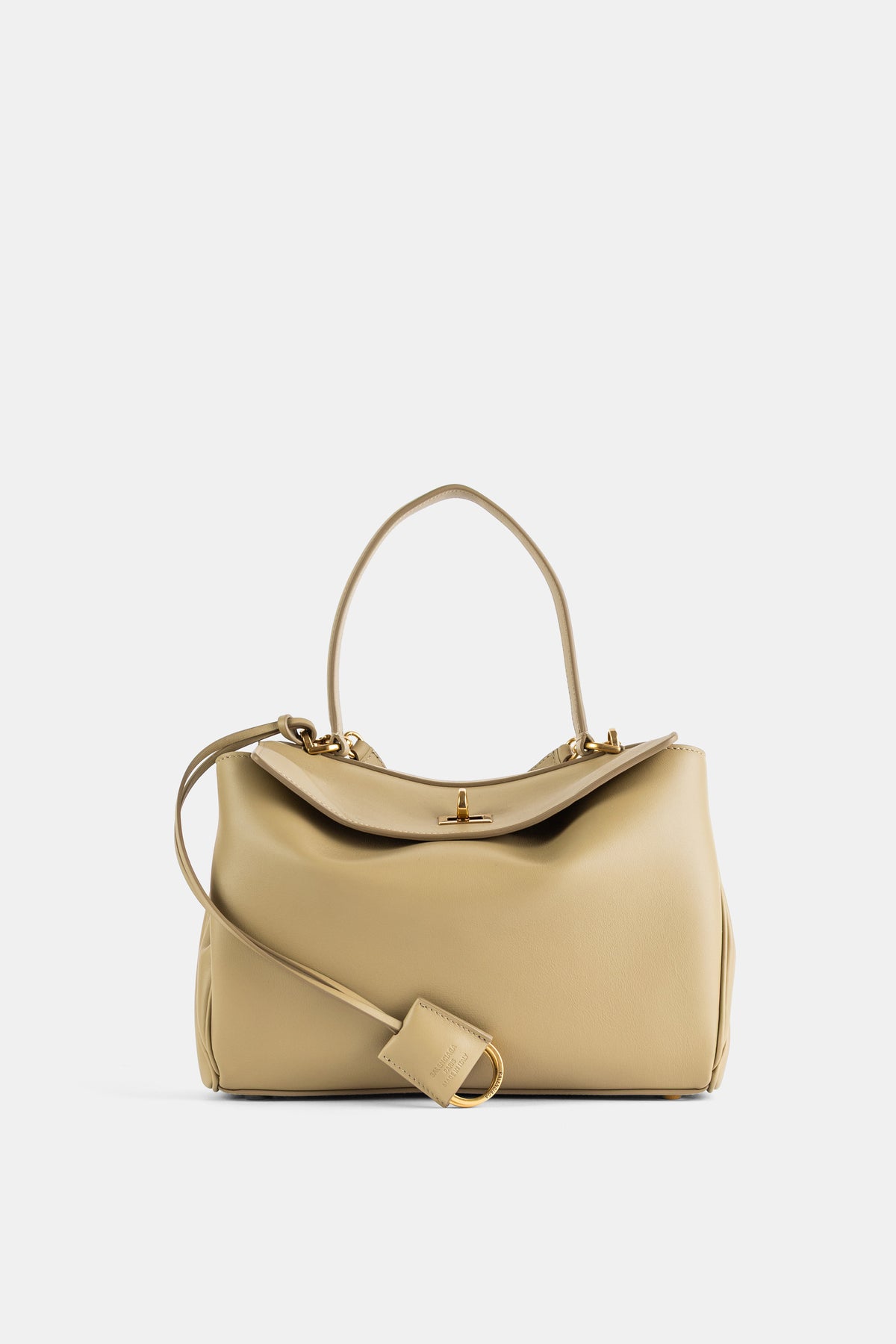 Sac top handle Rodeo Small en cuir veau lisse beige tilleul