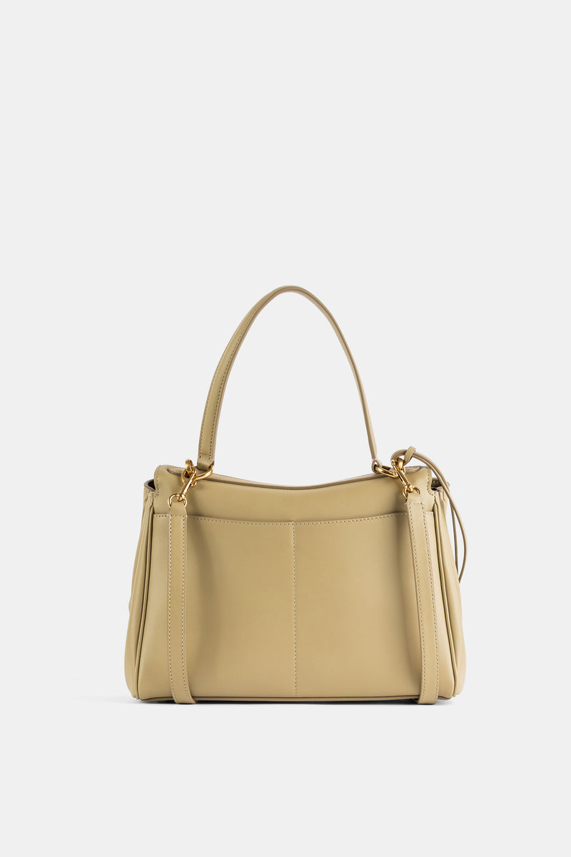 Sac top handle Rodeo Small en cuir veau lisse beige tilleul