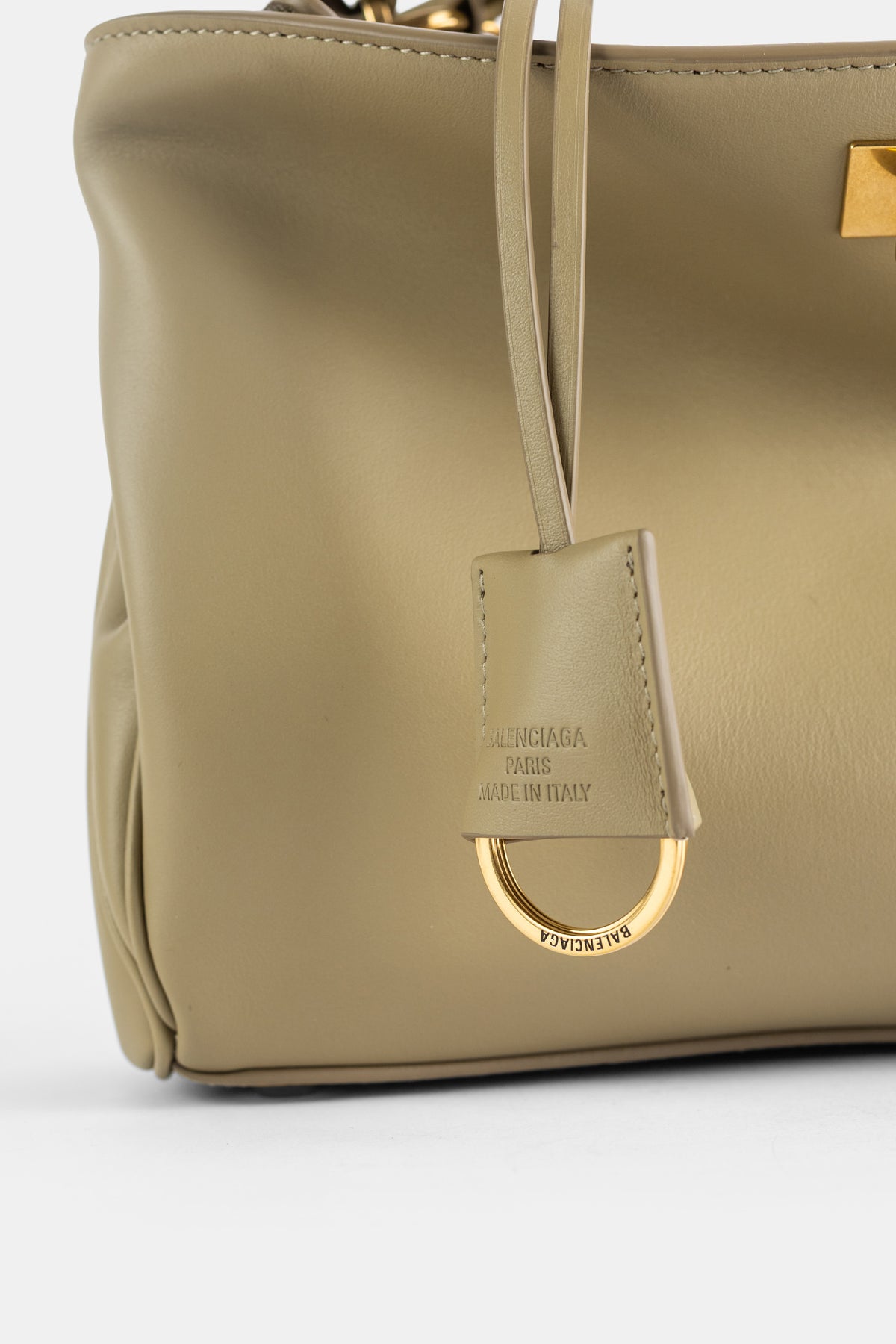 Sac top handle Rodeo Small en cuir veau lisse beige tilleul